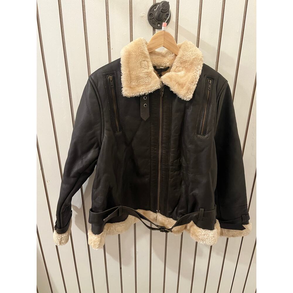 Angel Genuine Leather Gertrude Women Brown Sherling Jacket-XXXL(fits like XL)